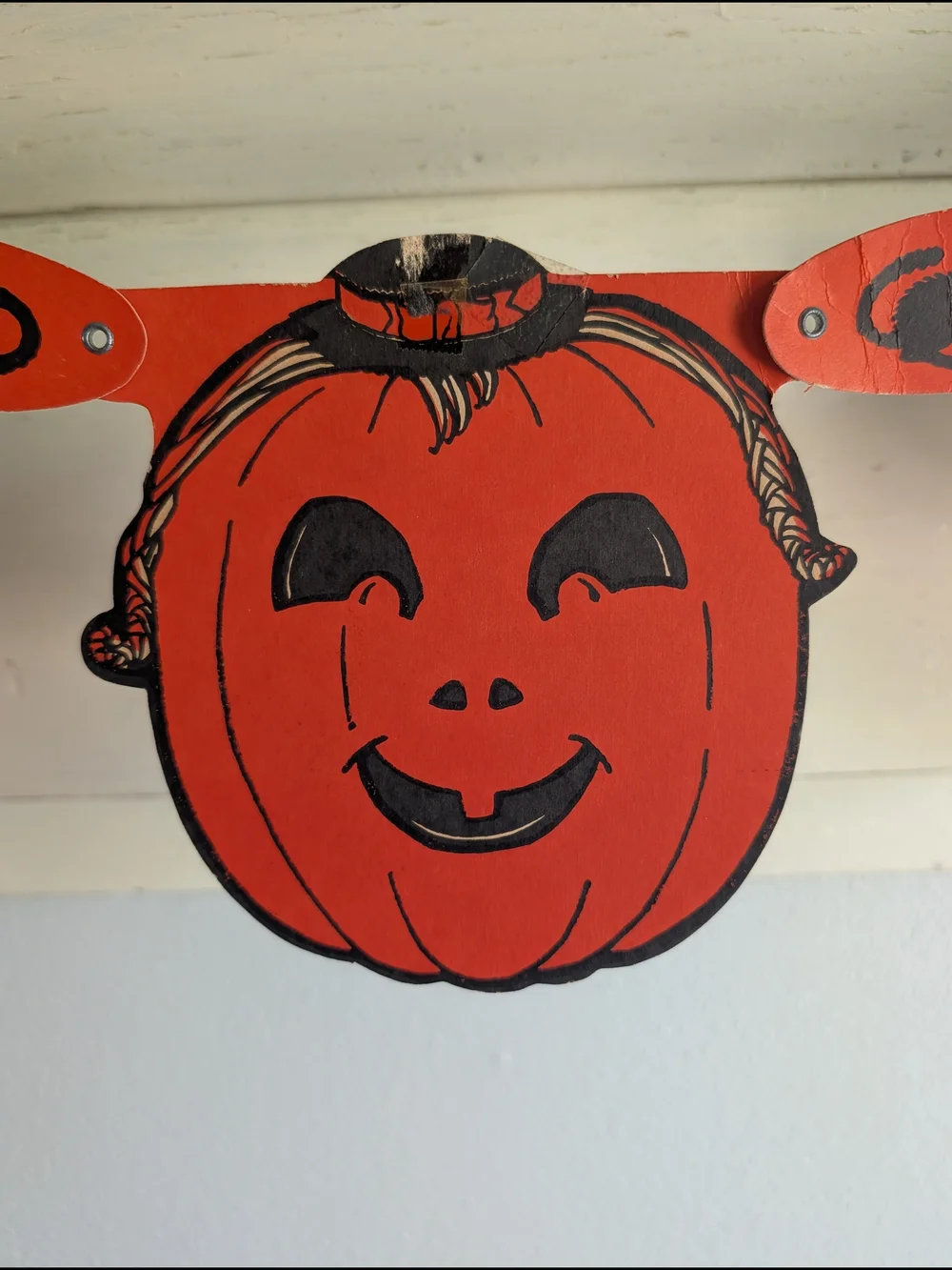 Rare Vtg 1930-40s Family Of Jack-o'-lanterns Garland